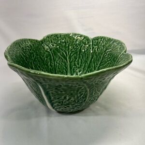 OLFAIRE HANDCRAFTED CERAMIC CABBAGE LEAF SALAD/SERVING 10” GREEN BOWL NEW
